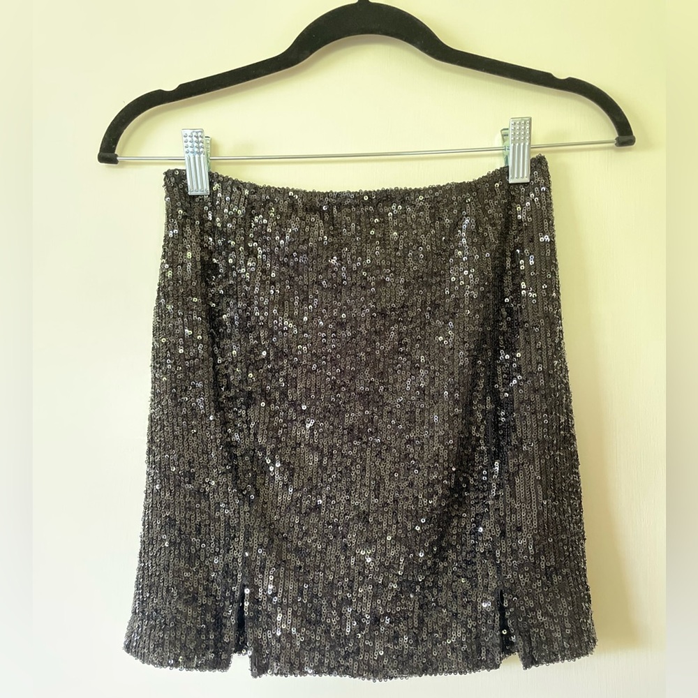 Black Sequin Mini Skirt